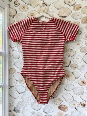 J. Crew Red & Cream White Striped Women’s One-Piece